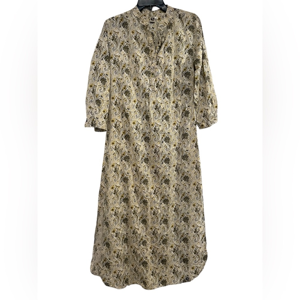 Ancient Spirit Women's Paisley Print Tunic Midi Dress Thin Cotton Sz S